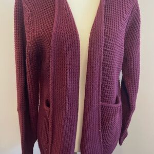 Zenana Outfitters burgundy Open-Front Cardigan